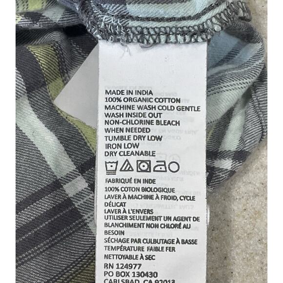 Prana Organic Cotton Plaid Button Down Long Sleeve Shirt Womens Small Green/Gray - Picture 10 of 10